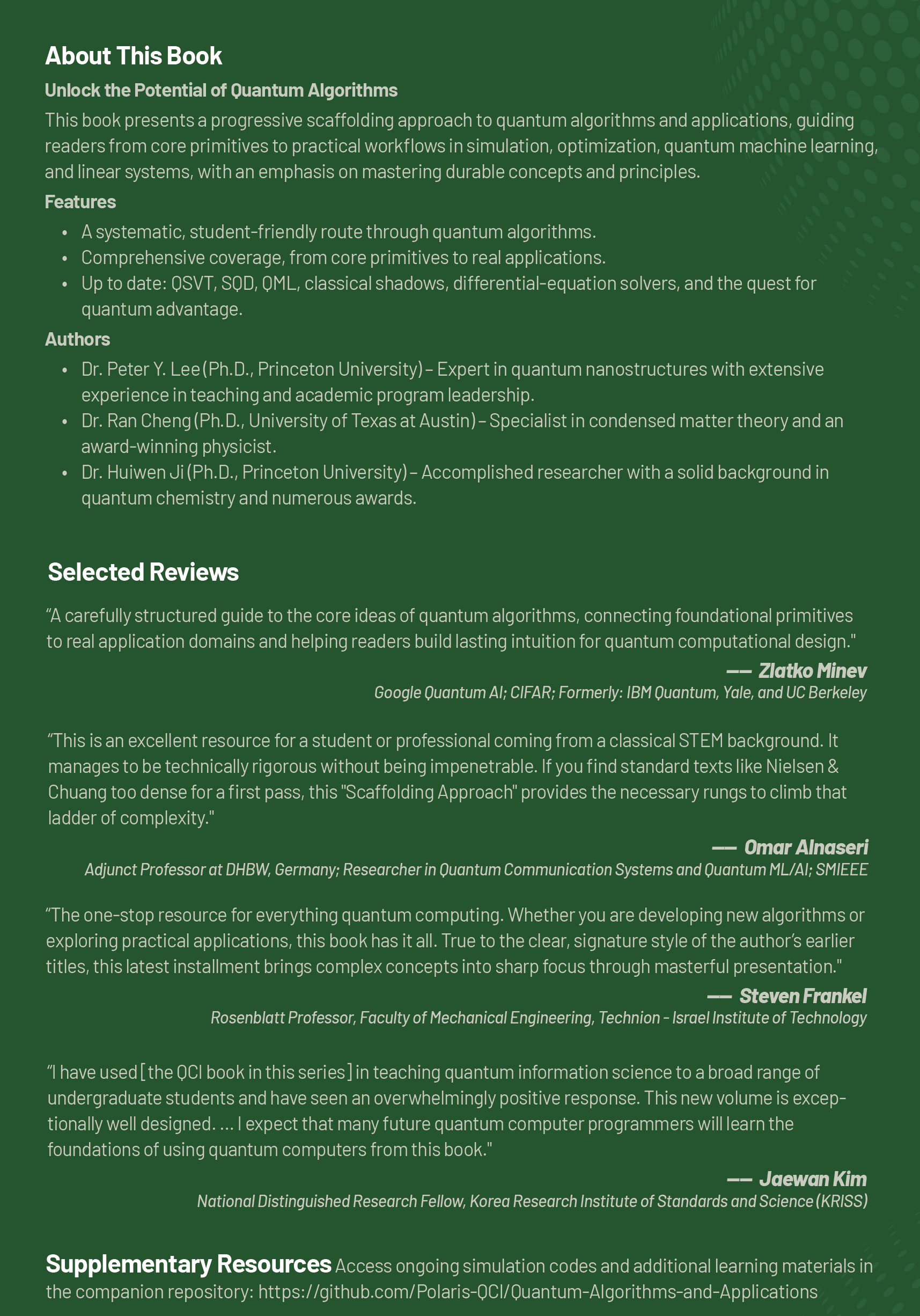 Quantum Algorithms and Applications: A Scaffolding Approach (eBook)